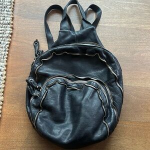 Black vintage leather backpack 
Not sure what the brand is??